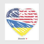 Sticker Ukraine USA American Flag Heart Solidarity (Feuille)