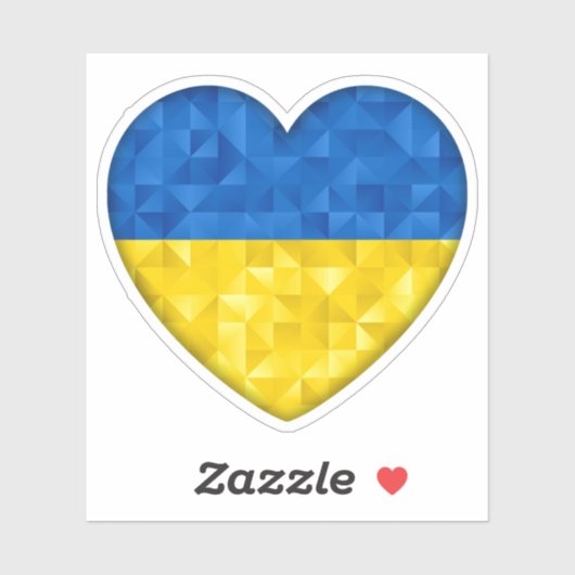 Sticker Ukrainian flag. Love to Ukraine. Support. Heart. (Feuille)