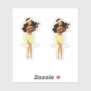 Sticker Ukulele Hula Girl