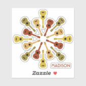 Sticker UKULELE nom personnalisé (Feuille)