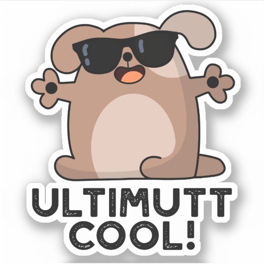 Sticker Ulti-mutt Cool Funny Chien Pun (Devant)