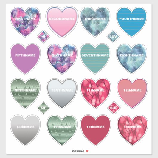 Sticker Ultimate 16 Nom Collection Coeurs (Feuille)