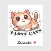 Sticker Ultra Cute Kitten I Love Cats (Feuille)
