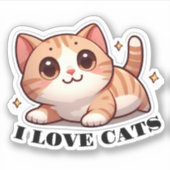 Sticker Ultra Cute Kitten I Love Cats (Devant)