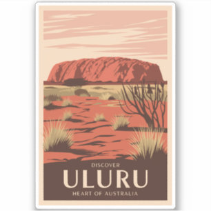 Sticker Uluru Australia Travel Art Vintage