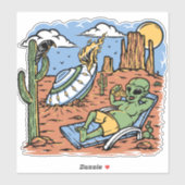 Sticker Un Alien Drôle S'Est Écrasé Dans La Pizza De Chill (Feuille)