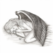 Sticker Un Angel endormi - Design noir et blanc (Devant)