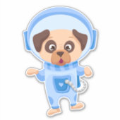 Sticker Un astronaute de chien mignon vole dans l'espace l (Devant)
