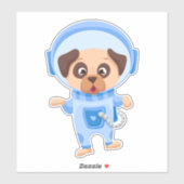 Sticker Un astronaute de chien mignon vole dans l'espace l (Feuille)