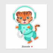 Sticker Un astronaute de l'espace tigre vole dans l'espace (Feuille)