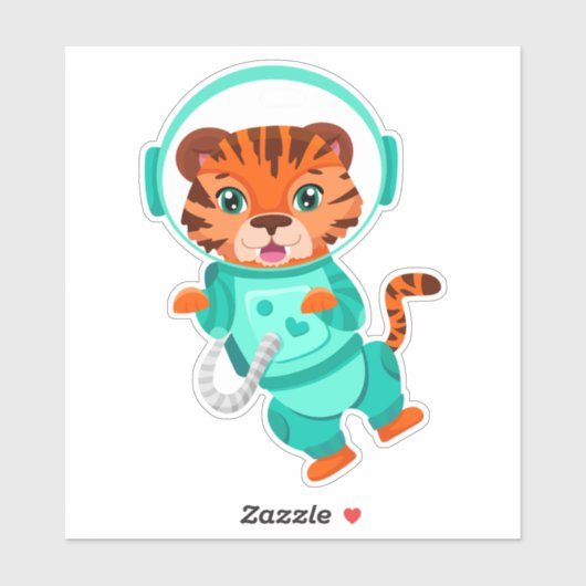 Sticker Un astronaute de l'espace tigre vole dans l'espace (Feuille)