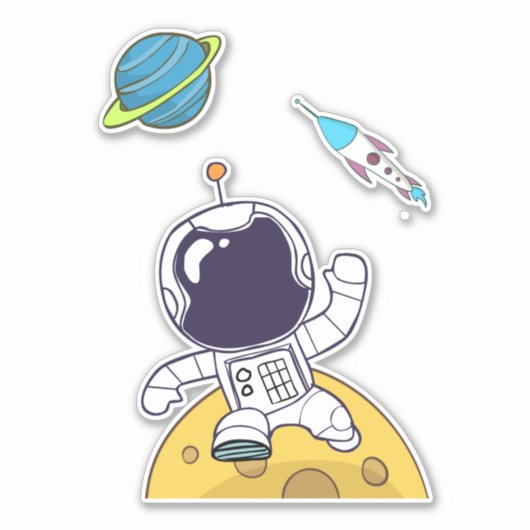 Sticker Un astronaute spatial flotte dans l'espace (Devant)