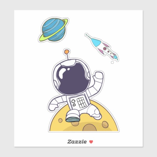 Sticker Un astronaute spatial flotte dans l'espace (Feuille)