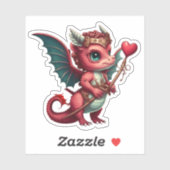 Sticker Un bébé Dragon Rouge Valentine (Feuille)