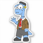 Sticker Un Brontosaur Dessiné, Habillé Comme Frankenstein. (Devant)