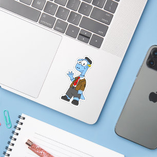 Sticker Un Brontosaur Dessiné, Habillé Comme Frankenstein.