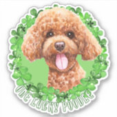 Sticker Un caniche chanceux drôle Chien Saint Patrick (Devant)