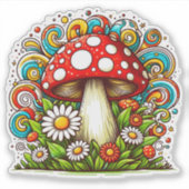 Sticker Un Champagne vibrant entouré de fleurs joyeuses (Devant)