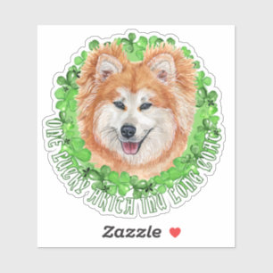 Sticker Un Chanceux Akita Inu long manteau St Patrick Chie