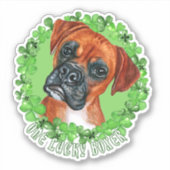Sticker Un Chanceux Boxer Funny St Patrick Chien (Devant)