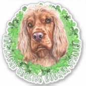 Sticker Un chanceux Cocker Anglais Spaniel St Patrick Chig (Devant)