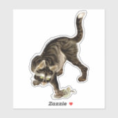 Sticker Un chat japonais attrape une grenouille (Feuille)