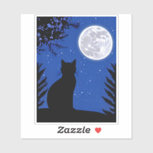 Sticker Un chat qui regarde à la Pleine lune
