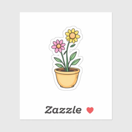 Sticker Un chef-d'oeuvre : Dessin mignon Pot Fleur (Feuille)