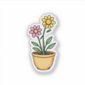 Sticker Un chef-d'oeuvre : Dessin mignon Pot Fleur (Devant)