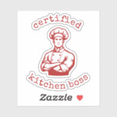 Sticker Un chef élégant dans un style comique rouge foncé (Feuille)