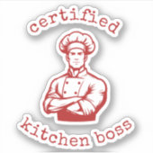 Sticker Un chef élégant dans un style comique rouge foncé (Devant)