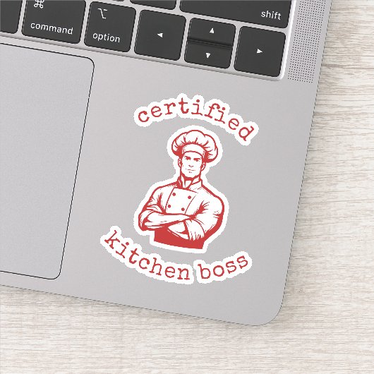 Sticker Un chef élégant dans un style comique rouge foncé (Détail)