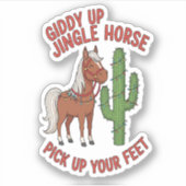 Sticker Un Cheval À Jingle En Plein Air Ramasse Vos Pieds (Devant)