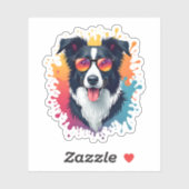Sticker Un chien mignon Bordure Collie [RB#10009] (Feuille)