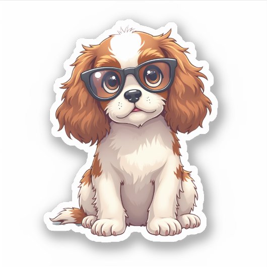 Sticker Un chien mignon King Charles Spaniel COPY (Devant)