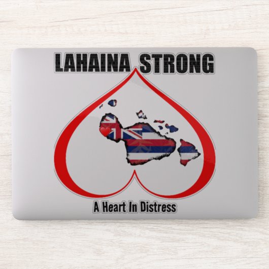 Sticker UN COEUR DANS LA DÉTRESSE LAHAINA Rouge FORT (Ordinateur)