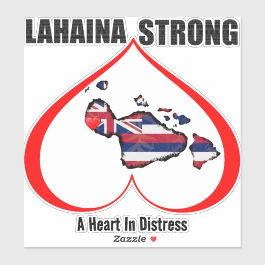 Sticker UN COEUR DANS LA DÉTRESSE LAHAINA Rouge FORT (Feuille)