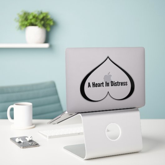 STICKER UN COEUR EN DÉTRESSE (Ordinateur portable sur le bureau)