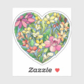 Sticker Un coeur fleuri (Feuille)