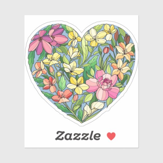 Sticker Un coeur fleuri (Feuille)
