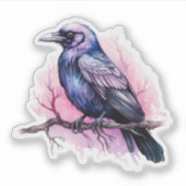 Sticker Un Corbeau noir sur une branche (Devant)