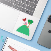 Sticker Un couple en rendez-vous (Ordinateur portable avec iPhone)