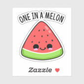 Sticker Un Dans Un Melon Amusant Pun De Pastèque (Feuille)