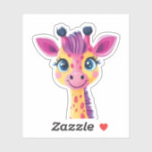 Sticker Un design gai et fantaisiste d'une jeune girafe (Feuille)