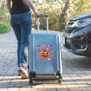 Sticker Un design ludique avec une sorcière citrouille ave