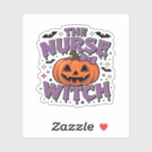 Sticker Un design ludique avec une sorcière citrouille ave (Feuille)