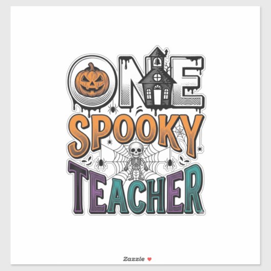 Sticker Un design vectoriel Halloween d'un professeur effr (Feuille)