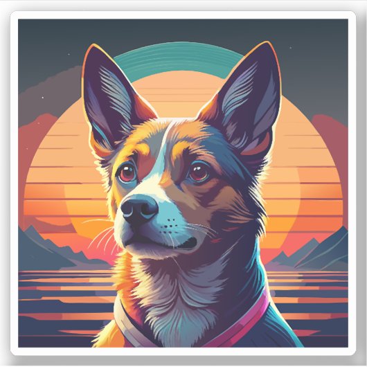 Sticker un dessin animé de chien à couper le souffle (Devant)