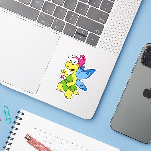 Sticker Un Dessin Fairysaur Dinosaur. (Ordinateur portable avec iPhone)