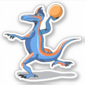 Sticker Un Dessin Iguanodon Jouant Au Basket-Ball. (Devant)